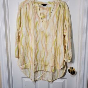 The Limited Cream and Green Wave Pattern Tunic Used Excellent Condition